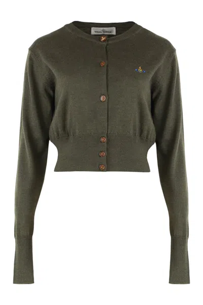 Vivienne Westwood Bea Cropped Knit Cardigan Long Sleeves In Green