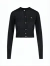 Vivienne Westwood Cropped Cardigan With Distinctive Buttons And Embroidered Emblem In Black