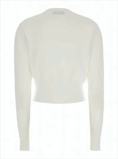 Vivienne Westwood Cropped Cotton Cardigan With Iconic Embroidered Emblem In White