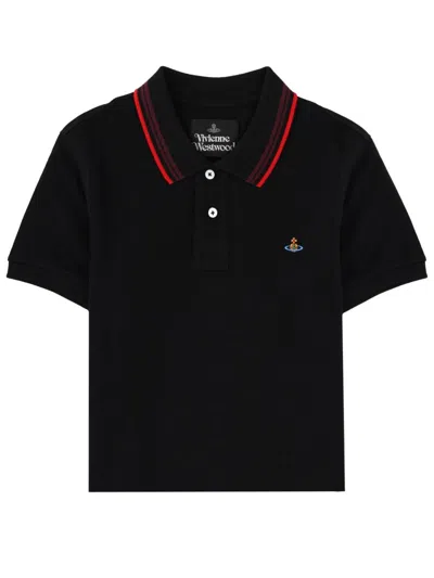 Vivienne Westwood Cropped Cotton Polo In Black