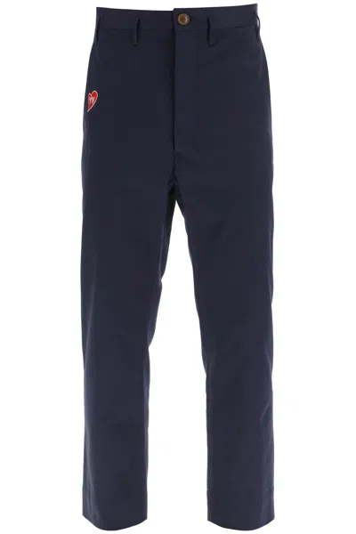 VIVIENNE WESTWOOD VIVIENNE WESTWOOD CROPPED CRUISE PANTS FEATURING EMBROIDERED HEART-SHAPED LOGO MEN