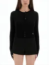 Vivienne Westwood Cropped Fitted Knit Sweater With Button Placket In Black