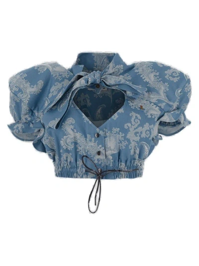 Vivienne Westwood Cropped Football Heart Top In Blue