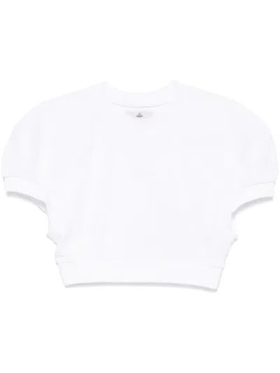 Vivienne Westwood Knitwear Crewneck Cropped T-shirt Embroidered Logo In White