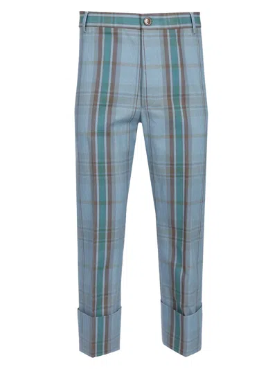 Vivienne Westwood Cropped George Trousers Light Blue In Multi