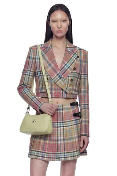 Vivienne Westwood Cropped Heather Check Blazer In Multi