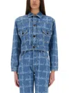Vivienne Westwood Cropped Indigo Blue Jacket With Flap Pockets In Blue