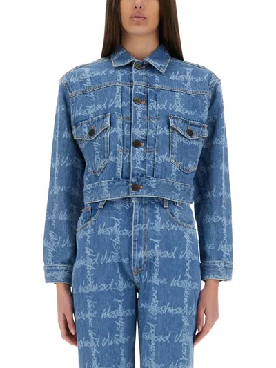 Vivienne Westwood Cropped Jacket Marlene In Denim In Blue