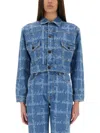 Vivienne Westwood Cropped Indigo Blue Jacket With Flap Pockets In Blue