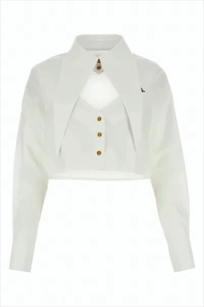Vivienne Westwood Cropped Layered Blouse With Pointed Collar In White