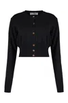 Vivienne Westwood Bea Black Cardigan With Orb Embroidery And Branded Button In Cotton And Cashmere Woman In Black