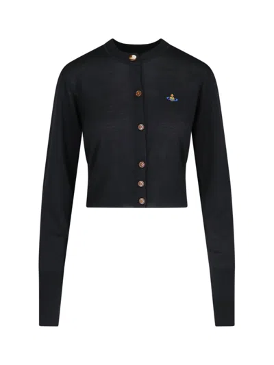VIVIENNE WESTWOOD VIVIENNE WESTWOOD CROPPED LOGO CARDIGAN – BLACK