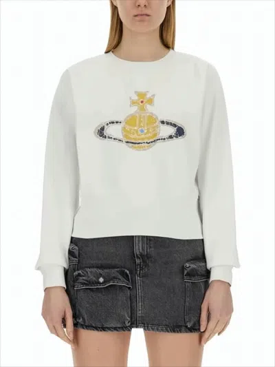 Vivienne Westwood Cropped Long-sleeve T-shirt With Graphic Design In White