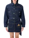 Vivienne Westwood Mens Sailor Asymmetric Cotton-linen Denim Mini Skirt Indigo In Blue