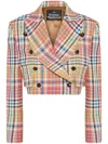 Vivienne Westwood Cropped Multicolor Plaid Jacket With Double-breasted Front In Multi