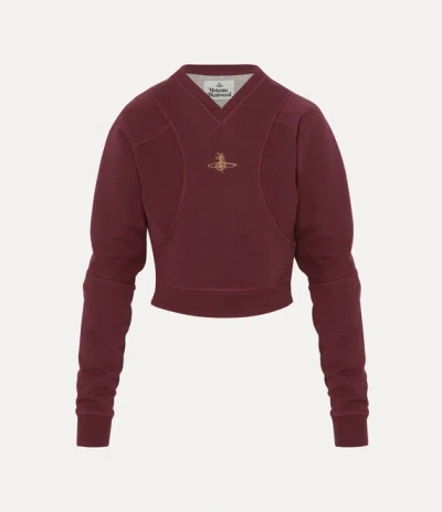Vivienne Westwood Cropped Pourpoint Sweatshirt Loopback Org Felpa Tartan L Women In Burgundy