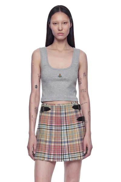 Vivienne Westwood Cropped Rib Tank In Gray