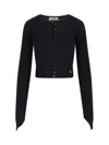 Vivienne Westwood Cropped Ribbed Cardigan With Multicolor Logo