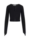 Vivienne Westwood Cropped Ribbed Cardigan With Multicolor Logo In Black