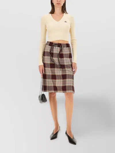 Vivienne Westwood Cropped Ribbed Knit V-neck Shirt