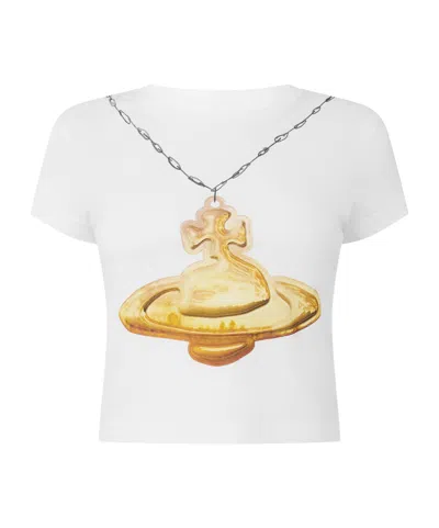Vivienne Westwood Cropped Shortsleeve Tshirt In White