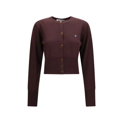 Vivienne Westwood Cropped Silk-wool Blend Cardigan In Purple