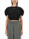 Vivienne Westwood Cropped T-shirt With Puff Sleeves And Embroidered Logo In Gray