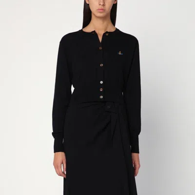 Vivienne Westwood Bea Silk Blend Cropped Cardigan In Black
