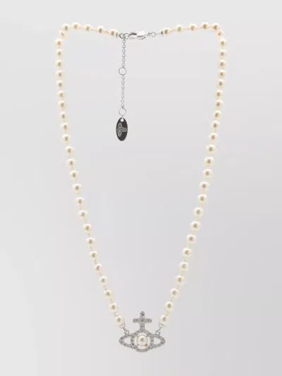 Vivienne Westwood Cross Pendant Necklace With Orb Design And Pearl Beads