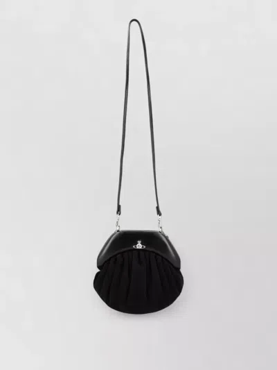 Vivienne Westwood Crossbody Bag Brooke Pleated Long Strap In Black