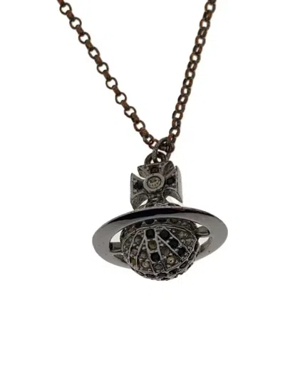 Pre-owned Vivienne Westwood Crystal 3d Orb Necklace In Silver
