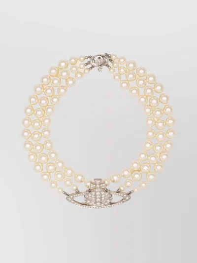 Vivienne Westwood Crystal And Faux-pearl Layered Necklaces In Gold