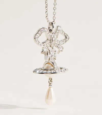 Vivienne Westwood Crystal And Faux Pearl Rigoberta Necklace In Metallic