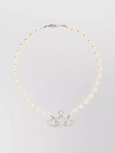 Vivienne Westwood Crystal And Pearl Necklaces In Neutral