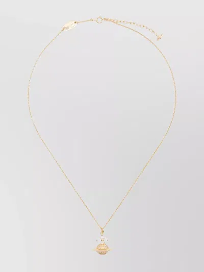 Vivienne Westwood Crystal Chain Pendant Necklaces In Gold