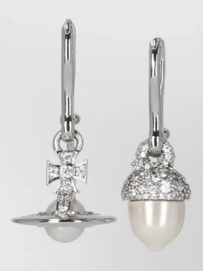 Vivienne Westwood Crystal Drop Earrings Featuring Pearl Detail In Metallic