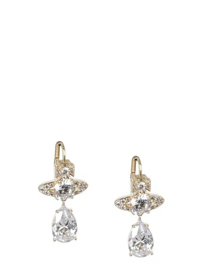 Vivienne Westwood Crystal Drop Earrings In Gold