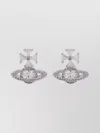 Vivienne Westwood Crystal Embellished Cross Design Earrings In Purple