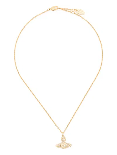 Vivienne Westwood Crystal-embellished Orb Necklace In Gold