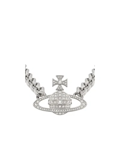 Vivienne Westwood Crystal-embellished Orb Necklace In Metallic