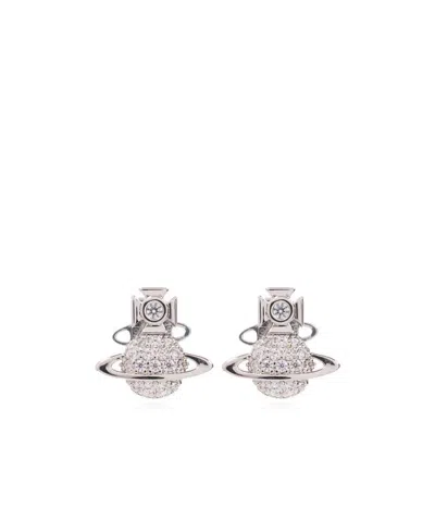 Vivienne Westwood Crystal-embellished Orb Stud Earrings In White