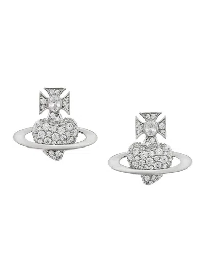 Vivienne Westwood Crystal Embellishments Valentine's Agnatha Earrings Accessories In Metallic