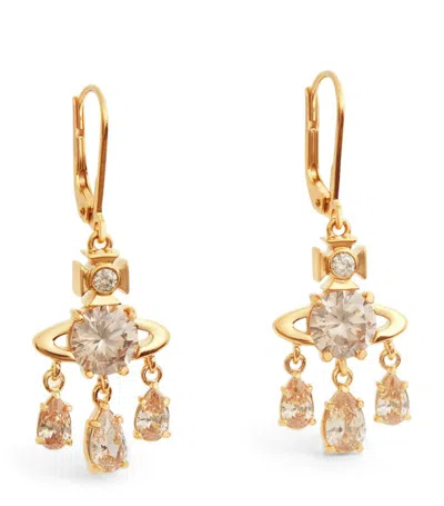 Vivienne Westwood Crystal Joaquina Drop Earrings In Gold