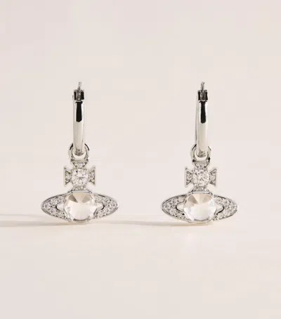 Vivienne Westwood Crystal Ondina Hoop Earrings In Silver