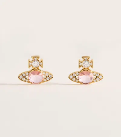 Vivienne Westwood Crystal Ondina Stud Earrings In Gold