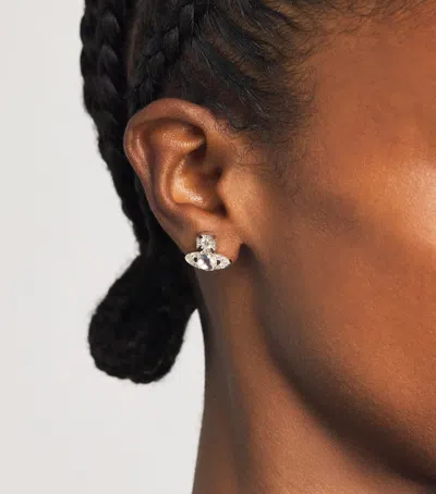 Vivienne Westwood Crystal Ondina Stud Earrings In Silver