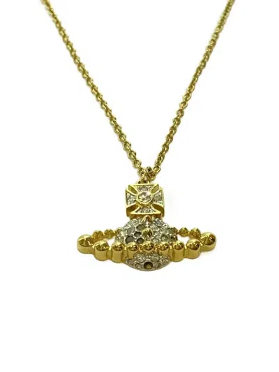 Pre-owned Vivienne Westwood Crystal Orb Necklace In Gold