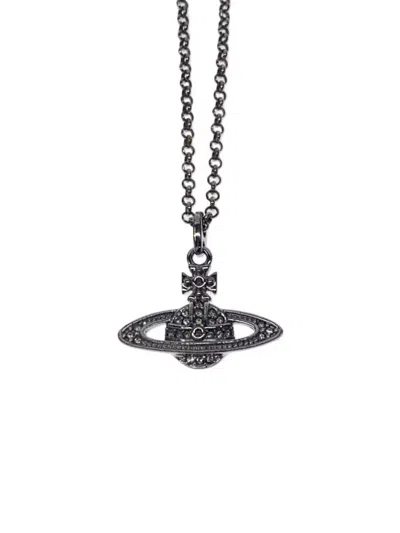 Pre-owned Vivienne Westwood Crystal Orb Necklace In Silver