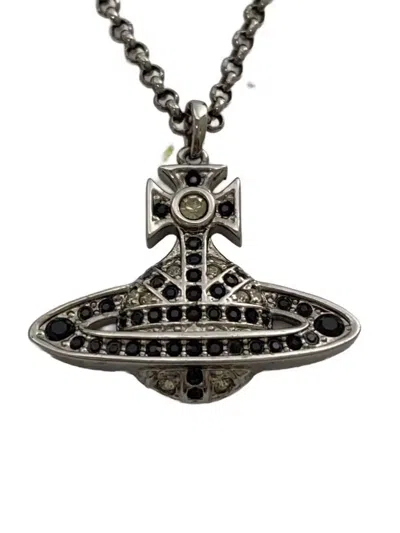 Pre-owned Vivienne Westwood Crystal Orb Necklace In Silver