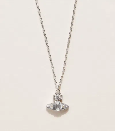 Vivienne Westwood Crystal Orb Ondina Necklace In Silver